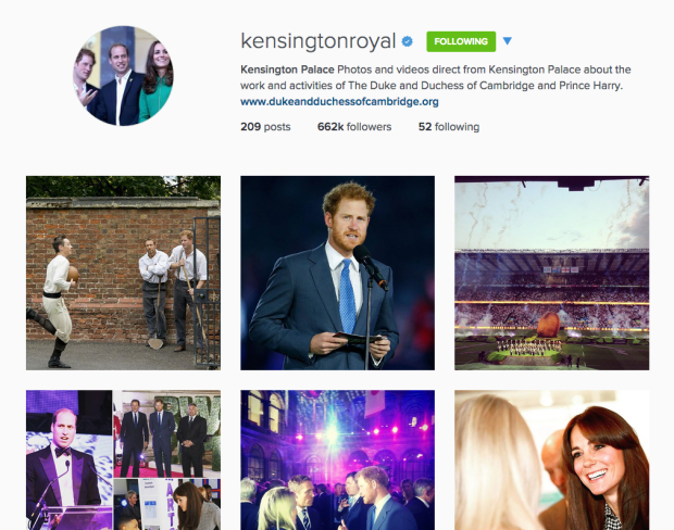 kensington palace instagram prince william kate middleton prince harry